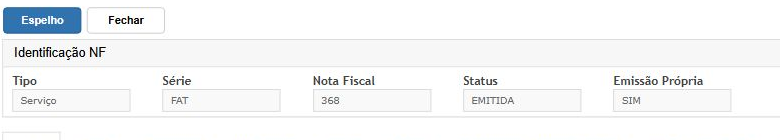 Consulta da nota de serviço 368 emitida
